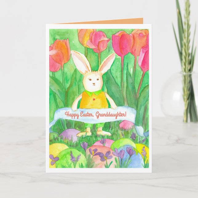 Happy Easter Granddaughter Custom Holiday Card (Front)