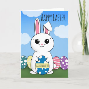 Happy Easter Granddaughter Cute Bunny WIth Eggs Holiday Card