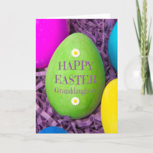 Happy Easter Granddaughter Dyed Eggs Holiday Card