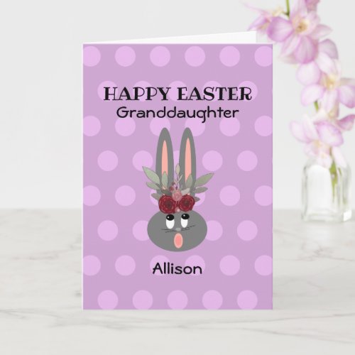 Happy Easter Granddaughter Purple Floral Bunny Card