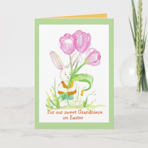 Happy Easter Grandniece Bunny Rabbit Tulips Card