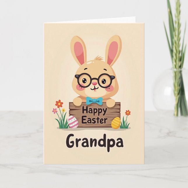 Happy Easter Grandpa Rabbit Card (Front)