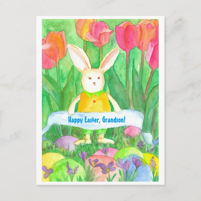 Happy Easter Grandson Custom Holiday Postcard (Front)