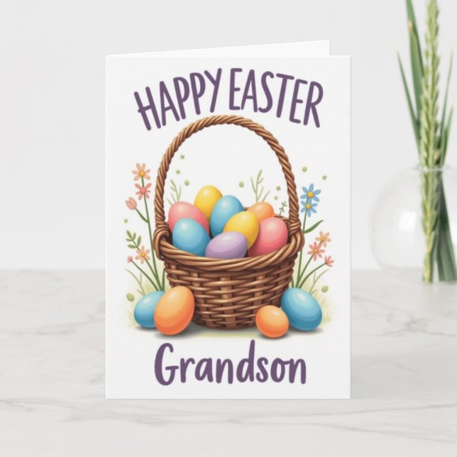 Happy Easter Grandson Spring Card (Front)