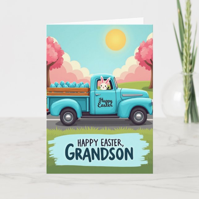 Happy Easter Grandson Truck Card (Front)