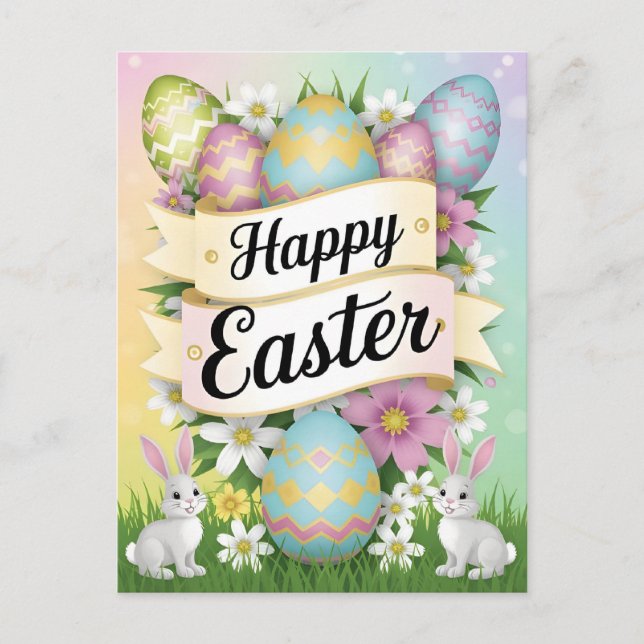 Happy Easter Graphic Design Art Postcard (Front)
