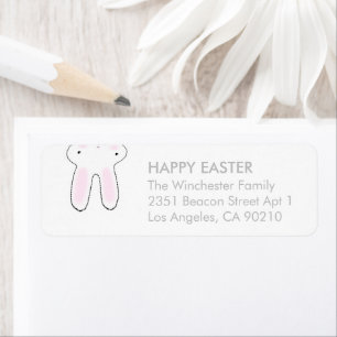 Happy Easter gray cute funny bunny address Label