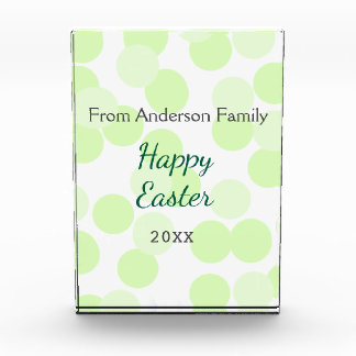 Happy Easter gray green polka dots family name Acrylic Award
