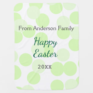 Happy Easter gray green polka dots family name Baby Blanket