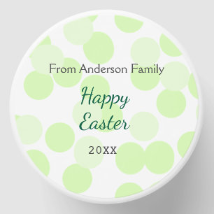 Happy Easter gray green polka dots family name Mini Candle Favors