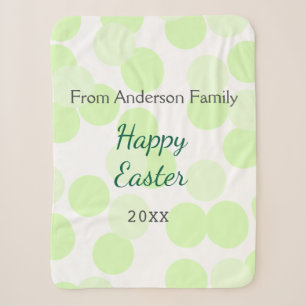 Happy Easter gray green polka dots family name Sherpa Blanket