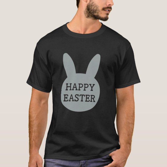 Happy Easter Gray Rabbit Spring Festival Design T-Shirt (Front)