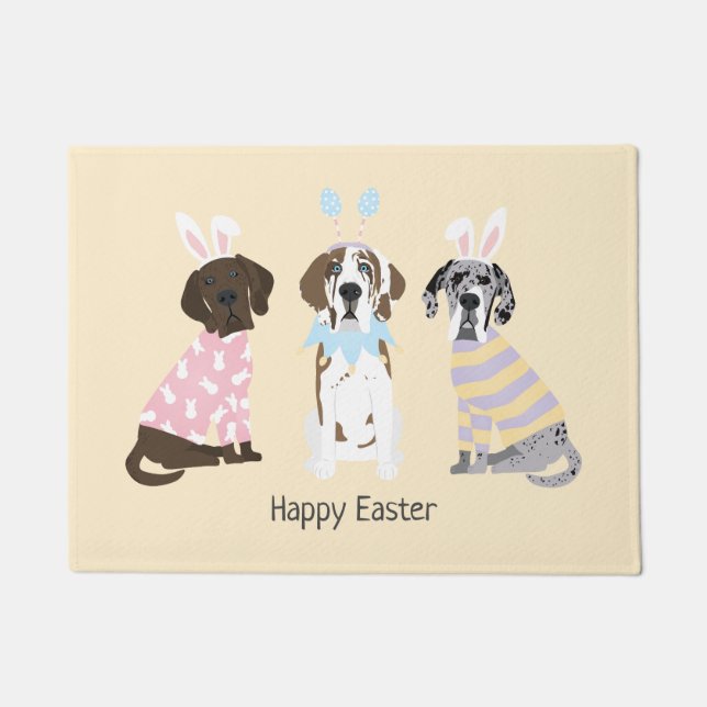 Happy Easter Great Dane Dogs Doormat (Front)