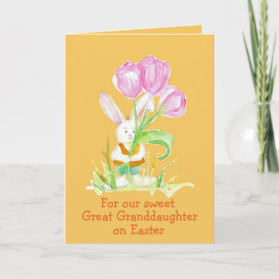 Happy Easter Great Granddaughter Rabbit Tulips Card