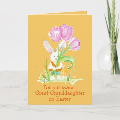 Happy Easter Great Granddaughter Rabbit Tulips Card