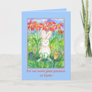 Happy Easter Great Grandson Rabbit Snail Mouse Card