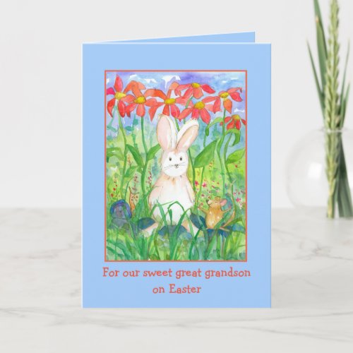 Happy Easter Great Grandson Rabbit Snail Mouse Card