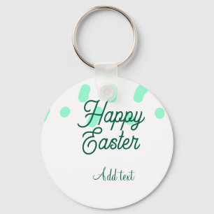 Happy Easter green eggs pastel name date simple Keychain