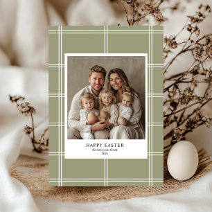 Happy Easter Green Family Photo   Personalized  Invitation