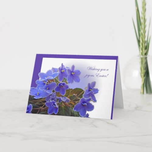 Happy Easter Greeting Card _ Blue African Violets