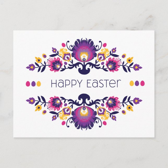 Happy Easter Greetings Folklore Custom Text Postcard (Front)