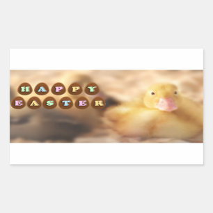 Happy Easter Greetings from Cute Duckling Rectangular Sticker