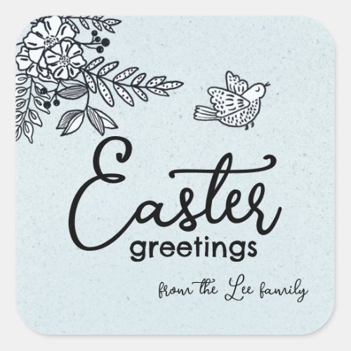 Happy Easter Greetings Personalized Springtime Squ Square Sticker