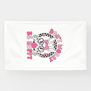 Happy Easter Groovy Bunny Face Don't Worry Be Hopp Banner