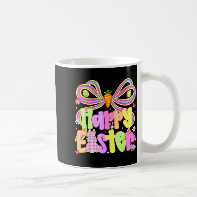 Happy Easter Groovy Retro Gingham Bunny Plaid Girl Coffee Mug (Right)