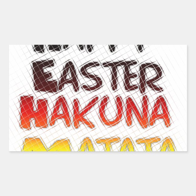 Happy Easter: Hakuna Matata Text Art Design Rectangular Sticker (Front)