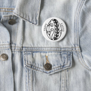 Happy Easter Hand Drawn Easter Egg Line Drawing Button