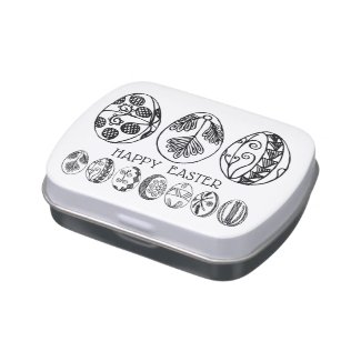 Happy Easter Hand Drawn Easter Eggs Line Drawing Jelly Belly Candy Tin