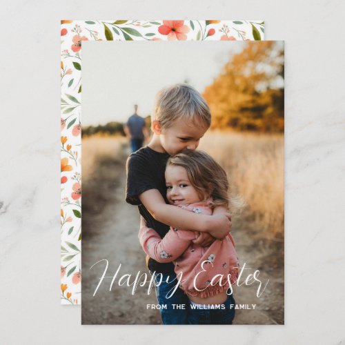 Happy Easter Hand Lettered Photo Care Thank You Card