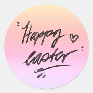 Happy easter hand lettering classic round sticker