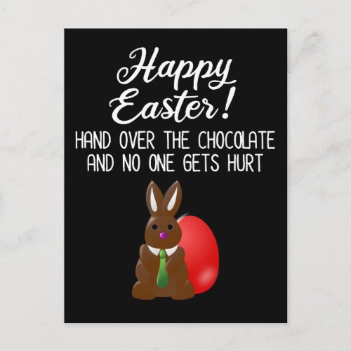 Happy Easter Hand Over The Chocolate Funny Postcard