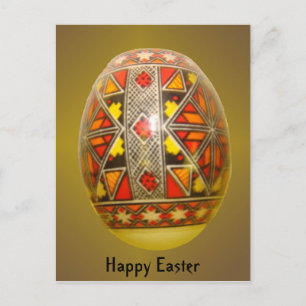 Happy Easter Hand-Painted Romanian Egg 5 Holiday Postcard