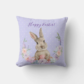 Happy Easter / Happy Spring Bunny Rabbit Throw Pillow