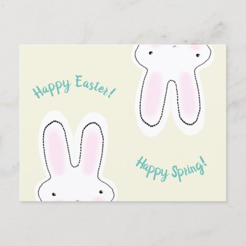 Happy Easter Happy Spring cream cute bunny fun Postcard