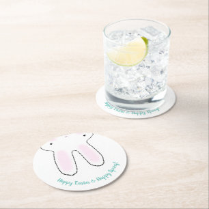 Happy Easter Happy Spring cute Easter Bunny funny Round Paper Coaster
