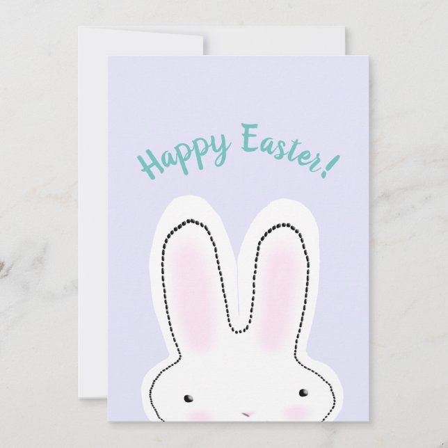 Happy Easter Happy Spring lilac cute Bunny funny Holiday Card (Front)