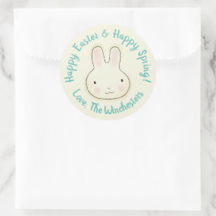 Happy Easter Happy Spring pastel cute bunny custom Classic Round Sticker