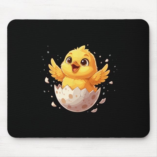 Happy Easter Hatching Chick Cute Spring Egg  Mouse Pad (Front)
