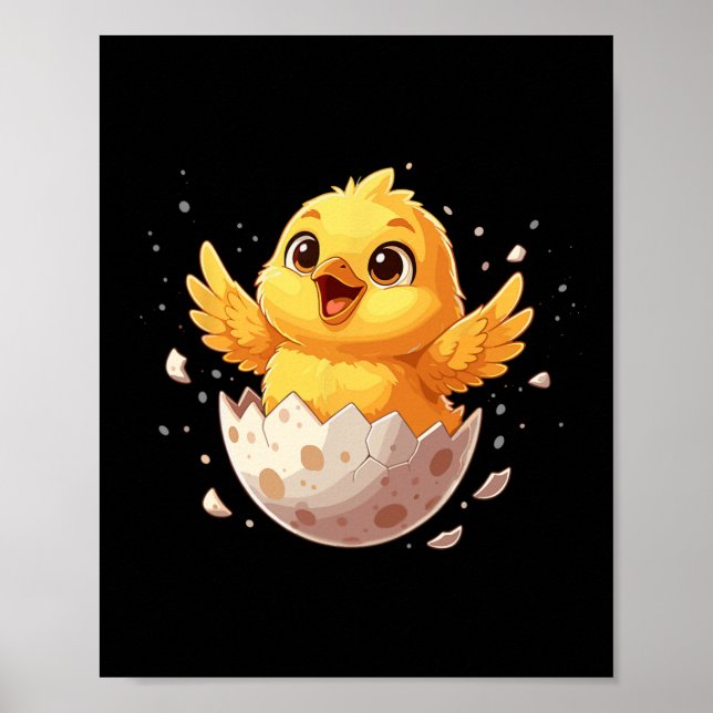 Happy Easter Hatching Chick Cute Spring Egg  Poster (Front)