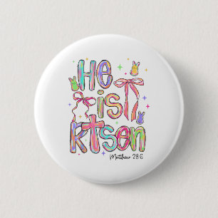 Happy Easter He Is Risen Bunny Jesus Christian Coq Button