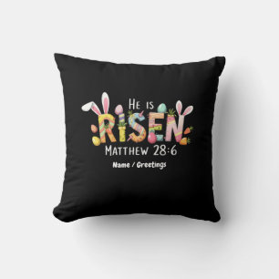 Happy Easter! He Is Risen Celebrate Jesus Christ Throw Pillow