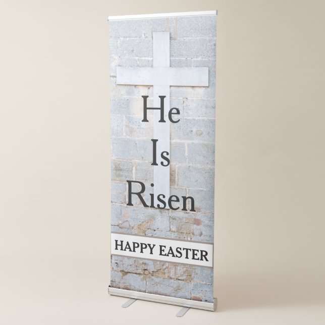 Happy Easter He is Risen Cross Church Service Retractable Banner (3/4)
