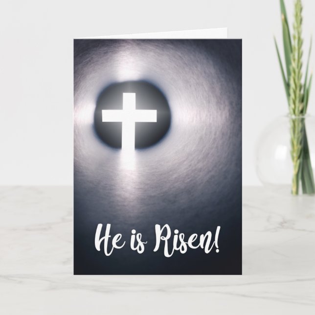 Happy Easter He Is Risen Cross Holiday Card (Front)