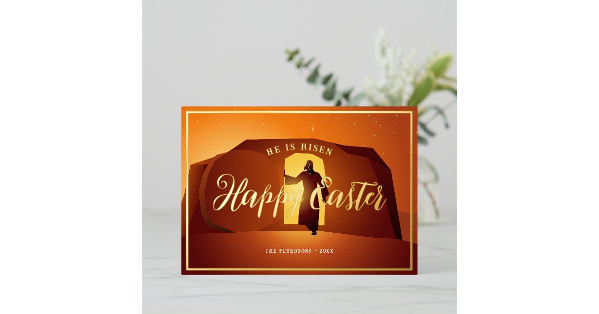 Happy Easter He Is Risen Greeting Card Zazzle