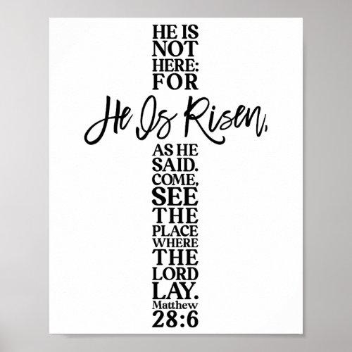 Happy Easter He Is Risen Jesus Cross Scripture Mat Poster