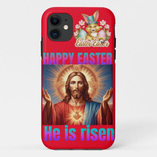 Happy Easter He is risen photo Christ T_Shirt  iPhone 11 Case